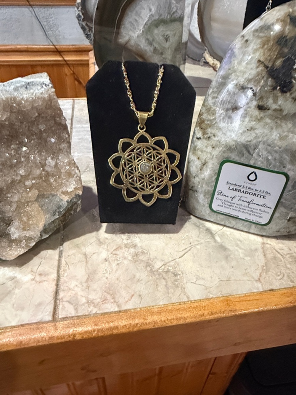 Gold Floral Mandala Pendant Necklace - Elegant Women’s Necklace